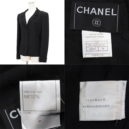 CHANEL Other outerwear [Outer material] 100% wool [Lining] 100% silk black 01P P17432 Women 38 Used Authentic