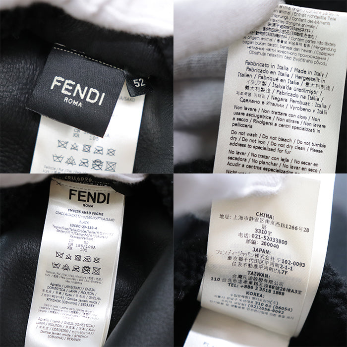 FENDI Other outerwear [Leather part] 100% lamb leather black FM0235 AHBD F0GME mens 52 Used Authentic