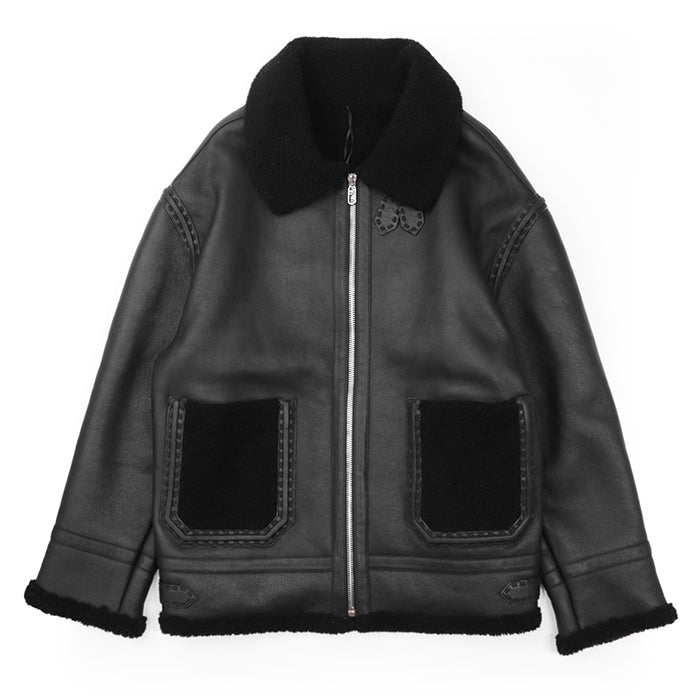 FENDI Other outerwear [Leather part] 100% lamb leather black FM0235 AHBD F0GME mens 52 Used Authentic