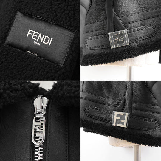 FENDI Other outerwear [Leather part] 100% lamb leather black FM0235 AHBD F0GME mens 52 Used Authentic