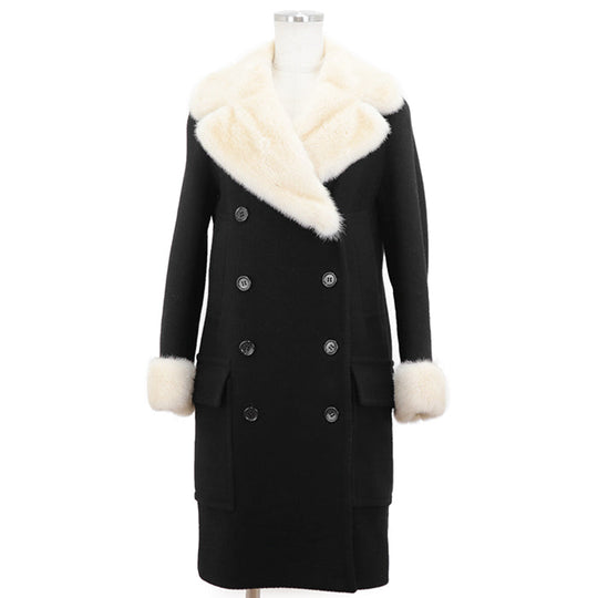 Drawer coat [Outer material] 80% wool, 20% angora [Lining] 100% silk Black, Pearl White 1525-236-2495 Women 38 Used Authentic