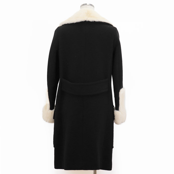 Drawer coat [Outer material] 80% wool, 20% angora [Lining] 100% silk Black, Pearl White 1525-236-2495 Women 38 Used Authentic