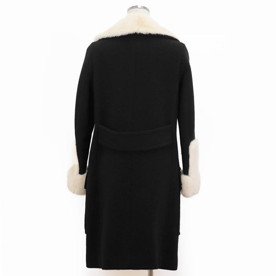 Drawer coat [Outer material] 80% wool, 20% angora [Lining] 100% silk Black, Pearl White 1525-236-2495 Women 38 Used Authentic