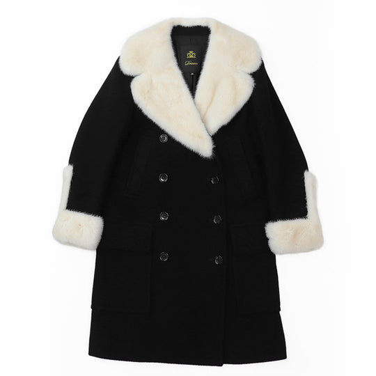 Drawer coat [Outer material] 80% wool, 20% angora [Lining] 100% silk Black, Pearl White 1525-236-2495 Women 38 Used Authentic