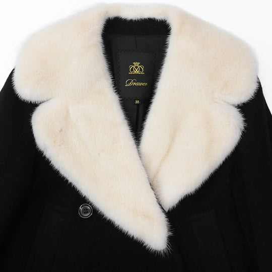 Drawer coat [Outer material] 80% wool, 20% angora [Lining] 100% silk Black, Pearl White 1525-236-2495 Women 38 Used Authentic