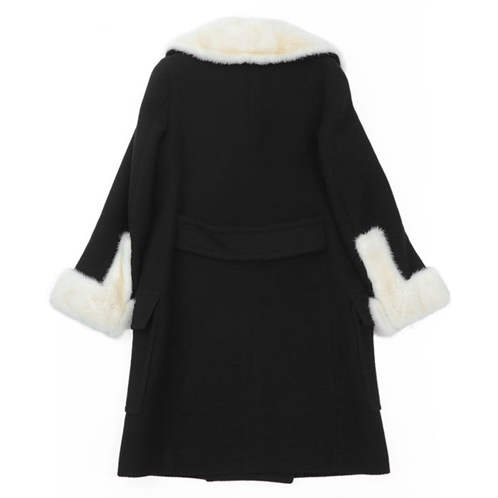 Drawer coat [Outer material] 80% wool, 20% angora [Lining] 100% silk Black, Pearl White 1525-236-2495 Women 38 Used Authentic