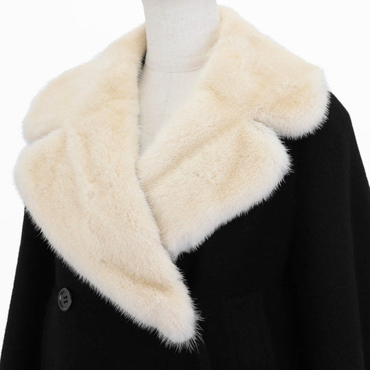 Drawer coat [Outer material] 80% wool, 20% angora [Lining] 100% silk Black, Pearl White 1525-236-2495 Women 38 Used Authentic