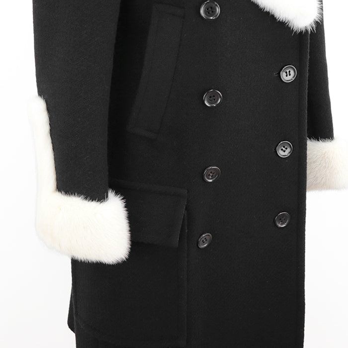 Drawer coat [Outer material] 80% wool, 20% angora [Lining] 100% silk Black, Pearl White 1525-236-2495 Women 38 Used Authentic