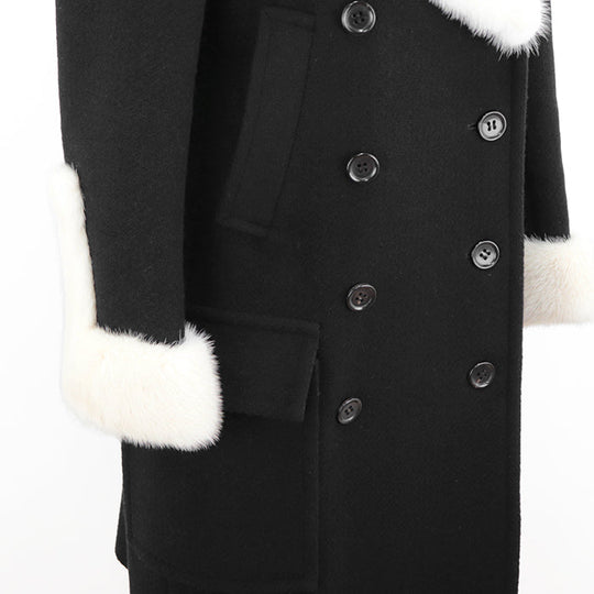 Drawer coat [Outer material] 80% wool, 20% angora [Lining] 100% silk Black, Pearl White 1525-236-2495 Women 38 Used Authentic