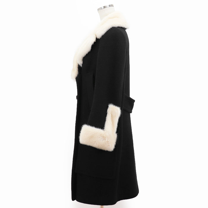 Drawer coat [Outer material] 80% wool, 20% angora [Lining] 100% silk Black, Pearl White 1525-236-2495 Women 38 Used Authentic