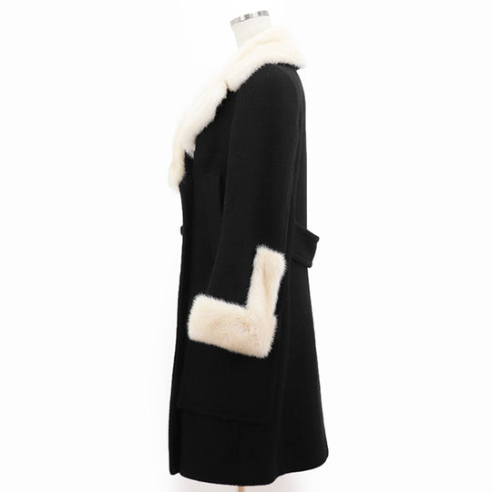 Drawer coat [Outer material] 80% wool, 20% angora [Lining] 100% silk Black, Pearl White 1525-236-2495 Women 38 Used Authentic