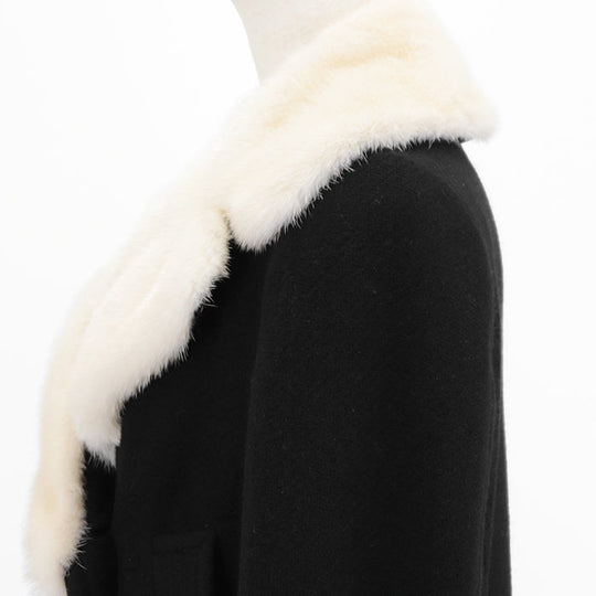 Drawer coat [Outer material] 80% wool, 20% angora [Lining] 100% silk Black, Pearl White 1525-236-2495 Women 38 Used Authentic