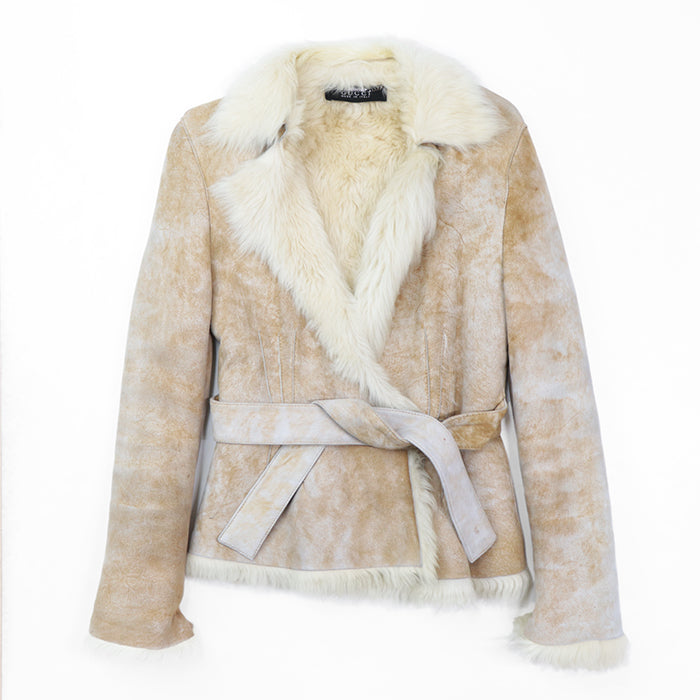 GUCCI Other outerwear 100% real shearling light beige Women 36 Used Authentic