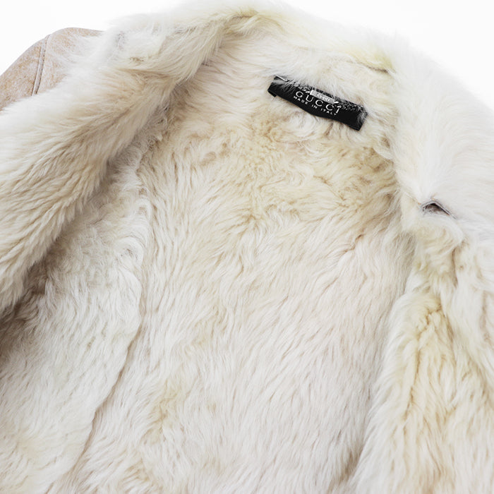 GUCCI Other outerwear 100% real shearling light beige Women 36 Used Authentic