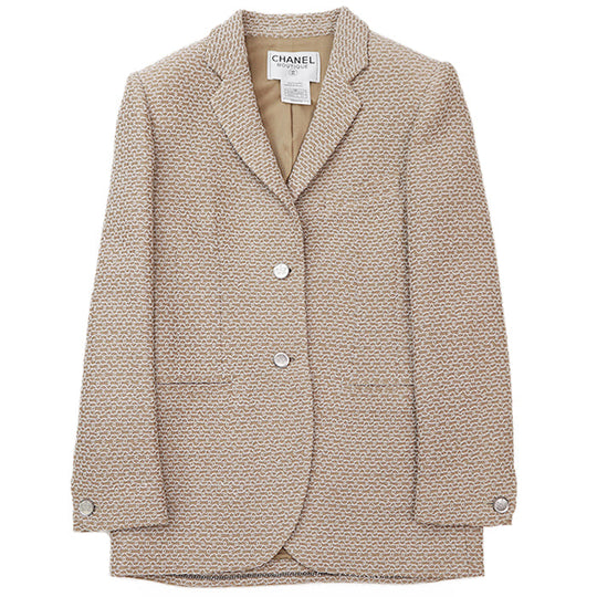 CHANEL Other outerwear [Outer material] 51% wool, 44% rayon [Lining] 95% silk, 5% lycra beige 98P P10822 Karl Lagerfeld period Women 36 Used Authentic