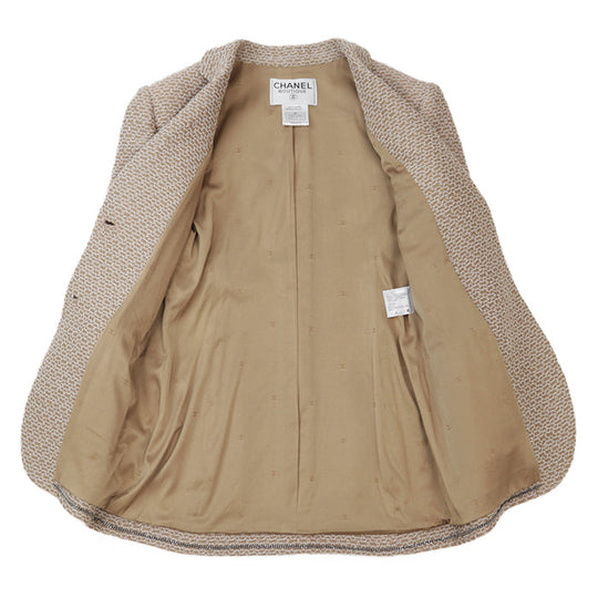 CHANEL Other outerwear [Outer material] 51% wool, 44% rayon [Lining] 95% silk, 5% lycra beige 98P P10822 Karl Lagerfeld period Women 36 Used Authentic