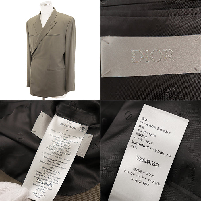 Dior Other outerwear Embroidered part: 100% rayon [Outer material] 100% wool [Lining] 100% cupra olive mens 50 Used Authentic