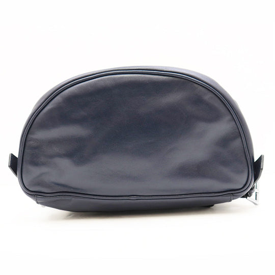 PRADA Backpack BZ032L Soft Calfskin Leather Navy Women Used Authentic