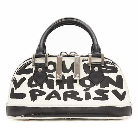 LOUIS VUITTON Handbag M92177 leather% Black White Graffiti Alma PM Women Used Authentic