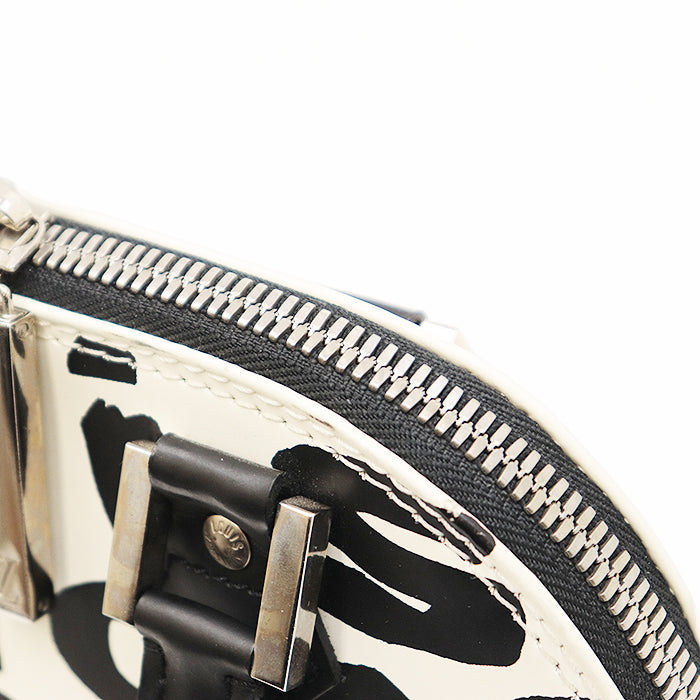 LOUIS VUITTON Handbag M92177 leather% Black White Graffiti Alma PM Women Used Authentic