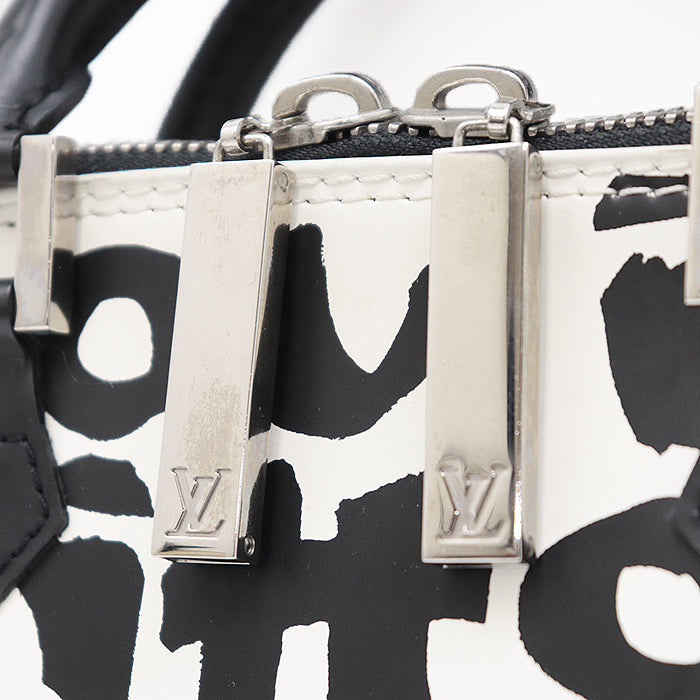 LOUIS VUITTON Handbag M92177 leather% Black White Graffiti Alma PM Women Used Authentic