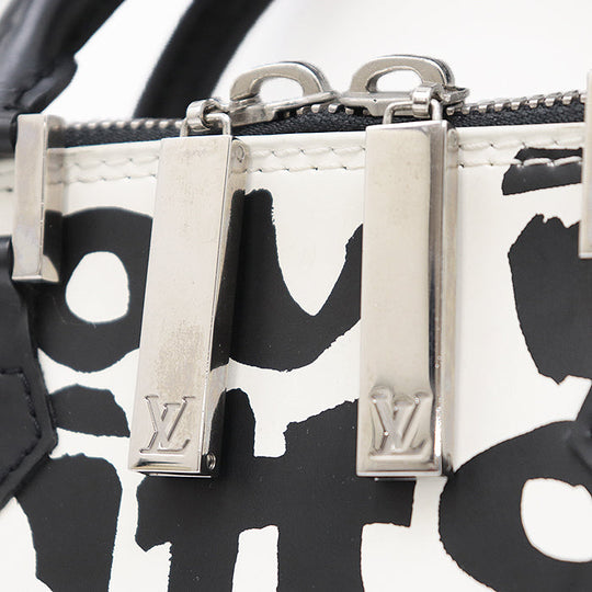 LOUIS VUITTON Handbag M92177 leather% Black White Graffiti Alma PM Women Used Authentic