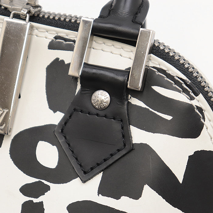 LOUIS VUITTON Handbag M92177 leather% Black White Graffiti Alma PM Women Used Authentic
