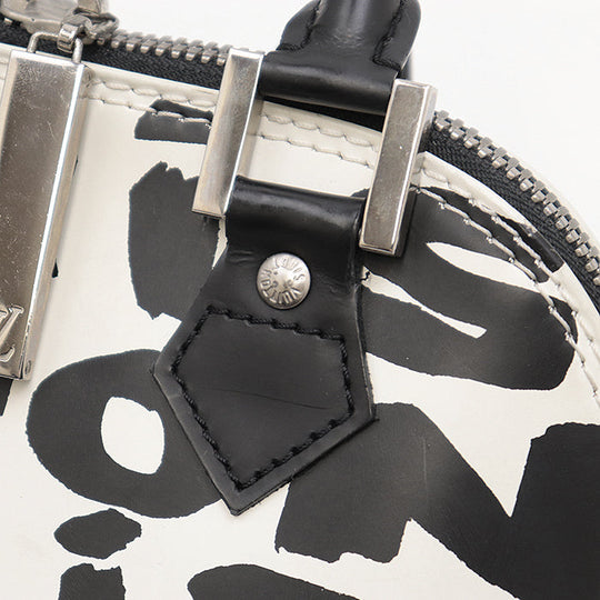 LOUIS VUITTON Handbag M92177 leather% Black White Graffiti Alma PM Women Used Authentic