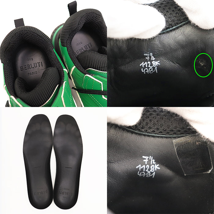 Berluti sneakers 100% technical fabric Black green 1128K 4781 Kris Van Assche period mens 7 1/2 Used Authentic