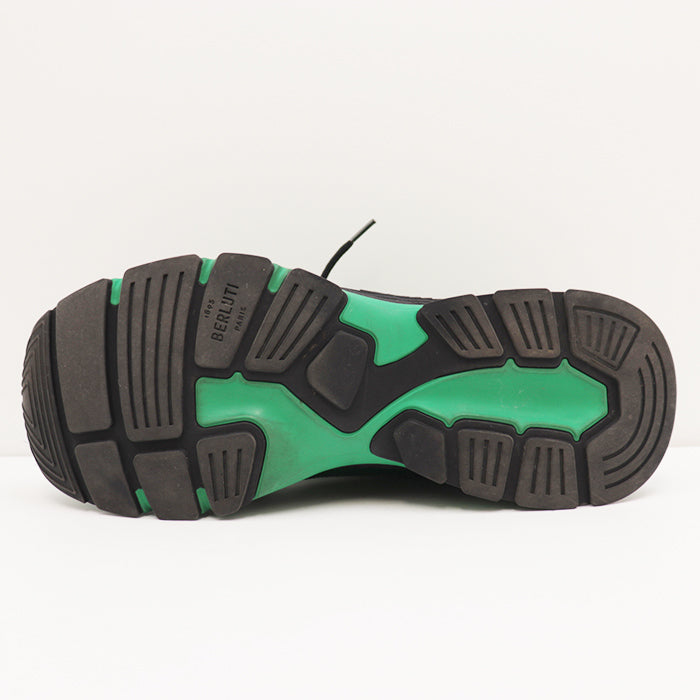 Berluti sneakers 100% technical fabric Black green 1128K 4781 Kris Van Assche period mens 7 1/2 Used Authentic