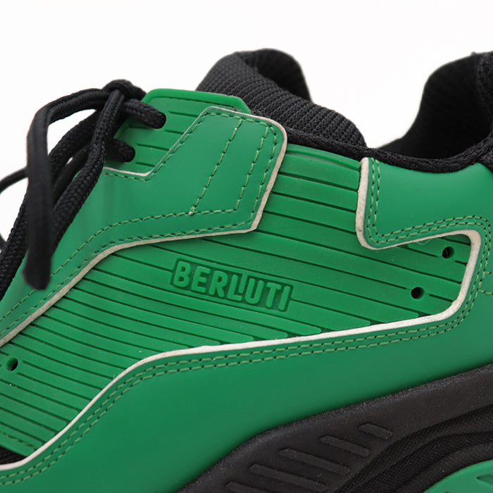 Berluti sneakers 100% technical fabric Black green 1128K 4781 Kris Van Assche period mens 7 1/2 Used Authentic