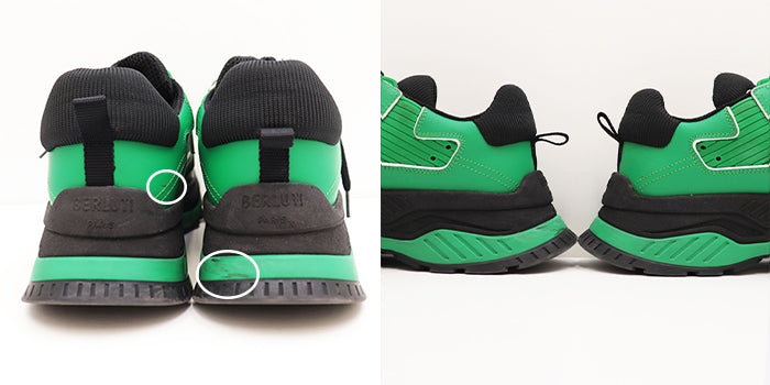 Berluti sneakers 100% technical fabric Black green 1128K 4781 Kris Van Assche period mens 7 1/2 Used Authentic