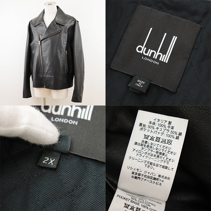 Dunhill Riders jacket [Outer material] 100% cowhide [Lining] 50% cupra, 50% cotton black 2X