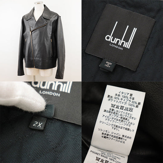 Dunhill Riders jacket [Outer material] 100% cowhide [Lining] 50% cupra, 50% cotton black 2X