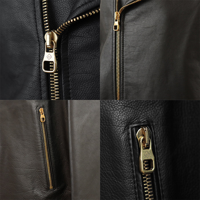 Dunhill Riders jacket [Outer material] 100% cowhide [Lining] 50% cupra, 50% cotton black 2X