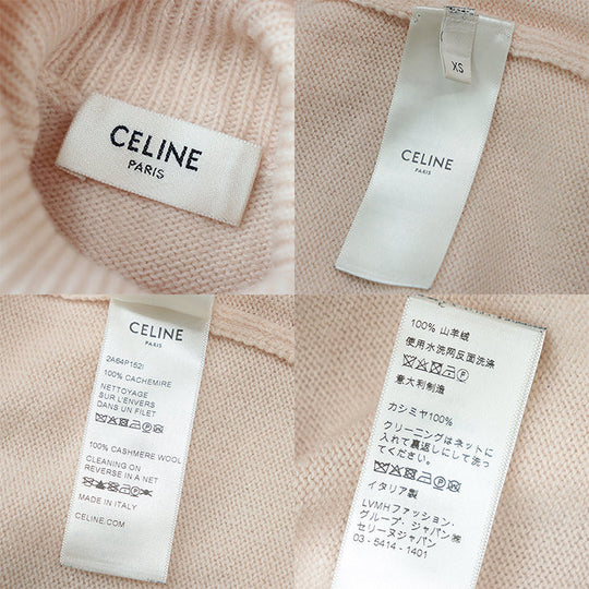CELINE knit [Outer material] 100% cashmere Baby pink 2A64P152I Women XS Used Authentic