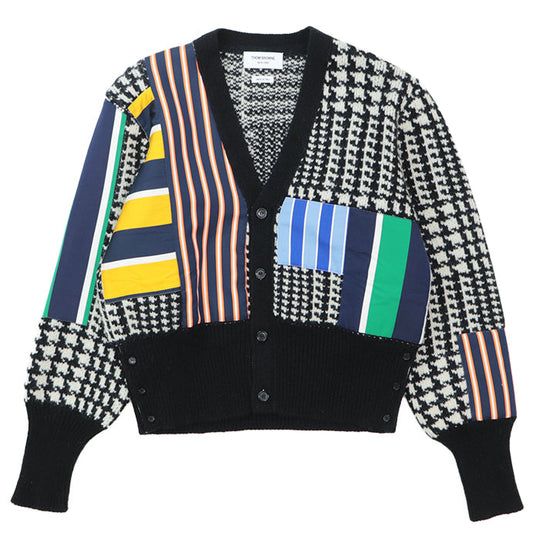 THOM BROWNE cardigan Combo textile 2: 56% silk, 44% cotton Combo textile 5: 57% silk, 43% cotton [Outer fabric] 70% wool, 30% mohair Black White PRINCE OF WALES DONEGAL CARDIGAN MKC443AY1032980 mens 3 Used Authentic