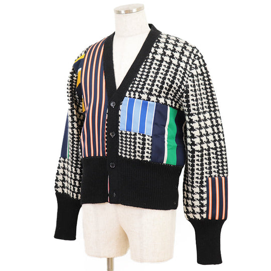 THOM BROWNE cardigan Combo textile 2: 56% silk, 44% cotton Combo textile 5: 57% silk, 43% cotton [Outer fabric] 70% wool, 30% mohair Black White PRINCE OF WALES DONEGAL CARDIGAN MKC443AY1032980 mens 3 Used Authentic