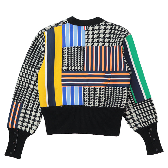 THOM BROWNE cardigan Combo textile 2: 56% silk, 44% cotton Combo textile 5: 57% silk, 43% cotton [Outer fabric] 70% wool, 30% mohair Black White PRINCE OF WALES DONEGAL CARDIGAN MKC443AY1032980 mens 3 Used Authentic
