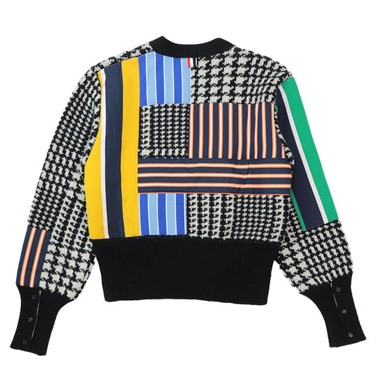 THOM BROWNE cardigan Combo textile 2: 56% silk, 44% cotton Combo textile 5: 57% silk, 43% cotton [Outer fabric] 70% wool, 30% mohair Black White PRINCE OF WALES DONEGAL CARDIGAN MKC443AY1032980 mens 3 Used Authentic
