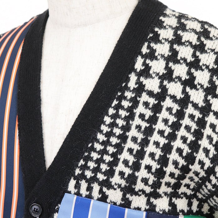 THOM BROWNE cardigan Combo textile 2: 56% silk, 44% cotton Combo textile 5: 57% silk, 43% cotton [Outer fabric] 70% wool, 30% mohair Black White PRINCE OF WALES DONEGAL CARDIGAN MKC443AY1032980 mens 3 Used Authentic