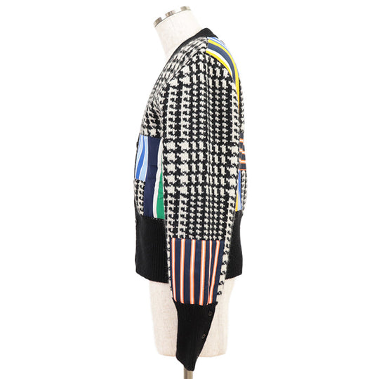 THOM BROWNE cardigan Combo textile 2: 56% silk, 44% cotton Combo textile 5: 57% silk, 43% cotton [Outer fabric] 70% wool, 30% mohair Black White PRINCE OF WALES DONEGAL CARDIGAN MKC443AY1032980 mens 3 Used Authentic