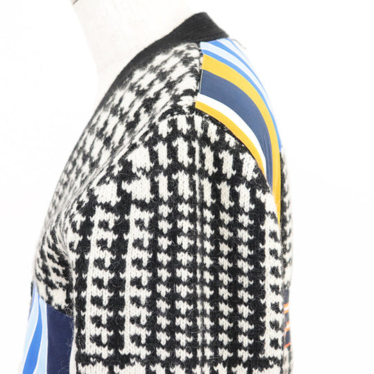 THOM BROWNE cardigan Combo textile 2: 56% silk, 44% cotton Combo textile 5: 57% silk, 43% cotton [Outer fabric] 70% wool, 30% mohair Black White PRINCE OF WALES DONEGAL CARDIGAN MKC443AY1032980 mens 3 Used Authentic