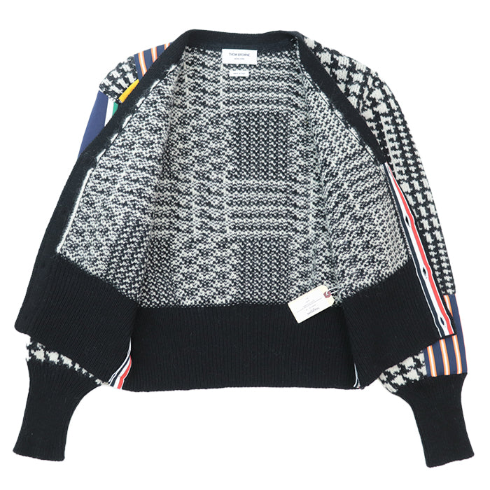 THOM BROWNE cardigan Combo textile 2: 56% silk, 44% cotton Combo textile 5: 57% silk, 43% cotton [Outer fabric] 70% wool, 30% mohair Black White PRINCE OF WALES DONEGAL CARDIGAN MKC443AY1032980 mens 3 Used Authentic