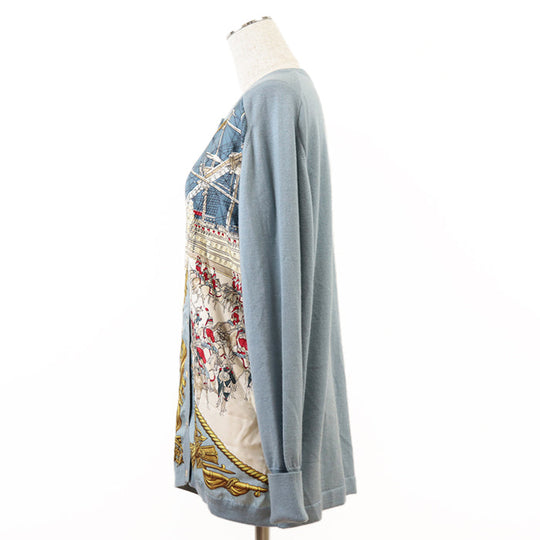 HERMES cardigan 100% silk, 65% cashmere Sac blue Women 40 Used Authentic