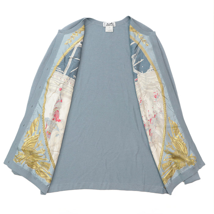 HERMES cardigan 100% silk, 65% cashmere Sac blue Women 40 Used Authentic