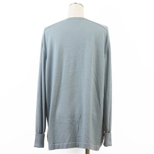 HERMES cardigan 100% silk, 65% cashmere Sac blue Women 40 Used Authentic