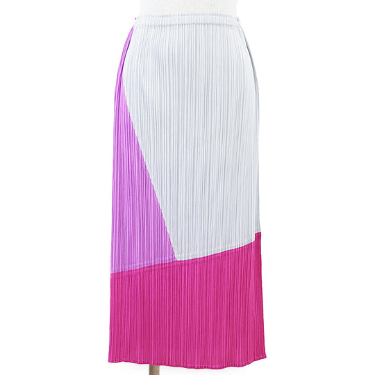 PLEATS PLEASE skirt 100% polyester% Light Gray, Pink PP93-JG547 Women 3 Used Authentic