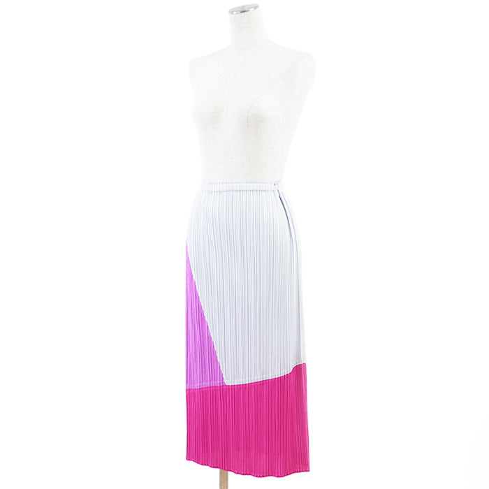 PLEATS PLEASE skirt 100% polyester% Light Gray, Pink PP93-JG547 Women 3 Used Authentic