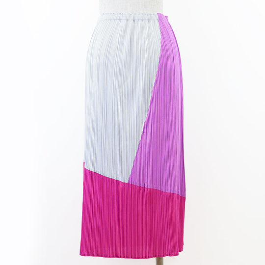 PLEATS PLEASE skirt 100% polyester% Light Gray, Pink PP93-JG547 Women 3 Used Authentic
